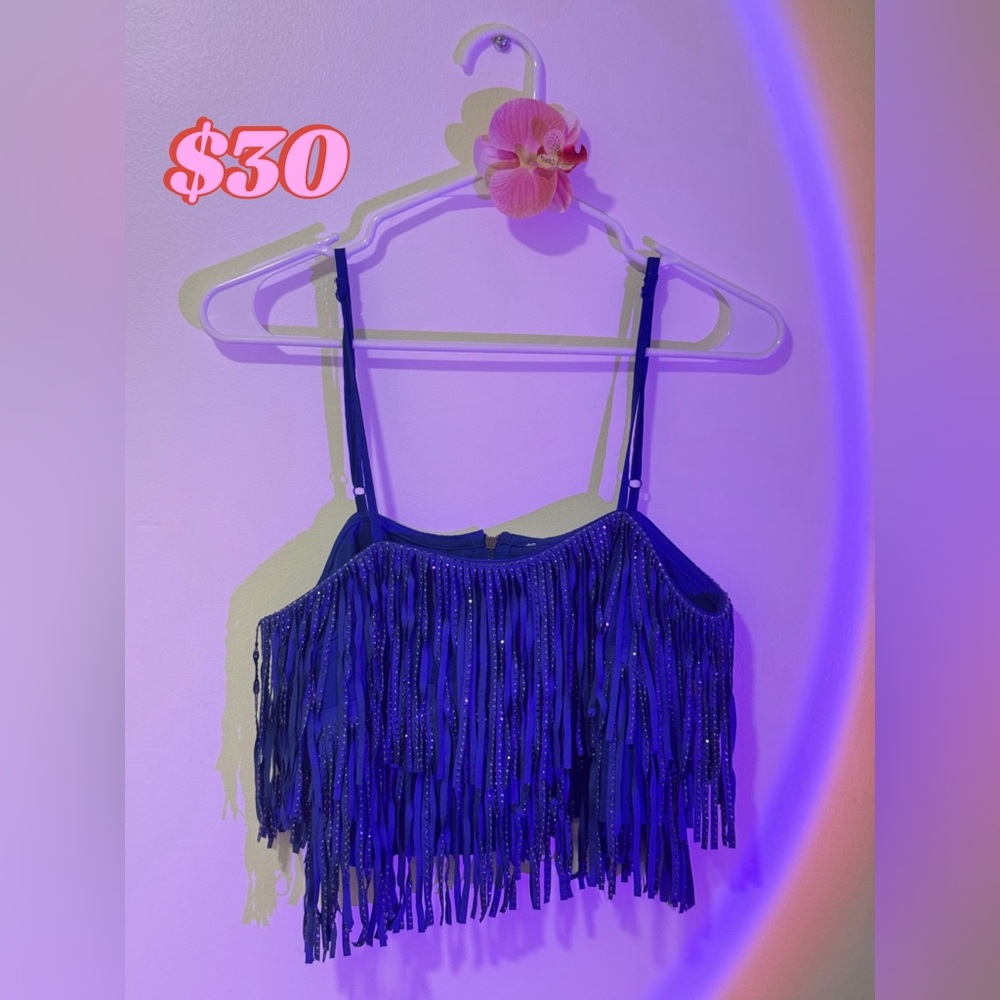 Blue Fringe Women's Top